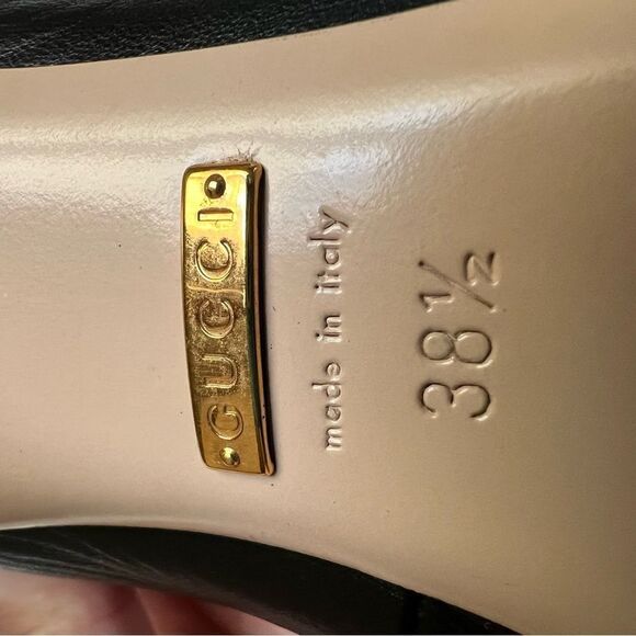 Gucci SYLVIE WEB LEATHER SLINGBACK HEELS PUMPS IN BLACK EU 38.5 EUC MSRP $795 - Picture 9 of 10